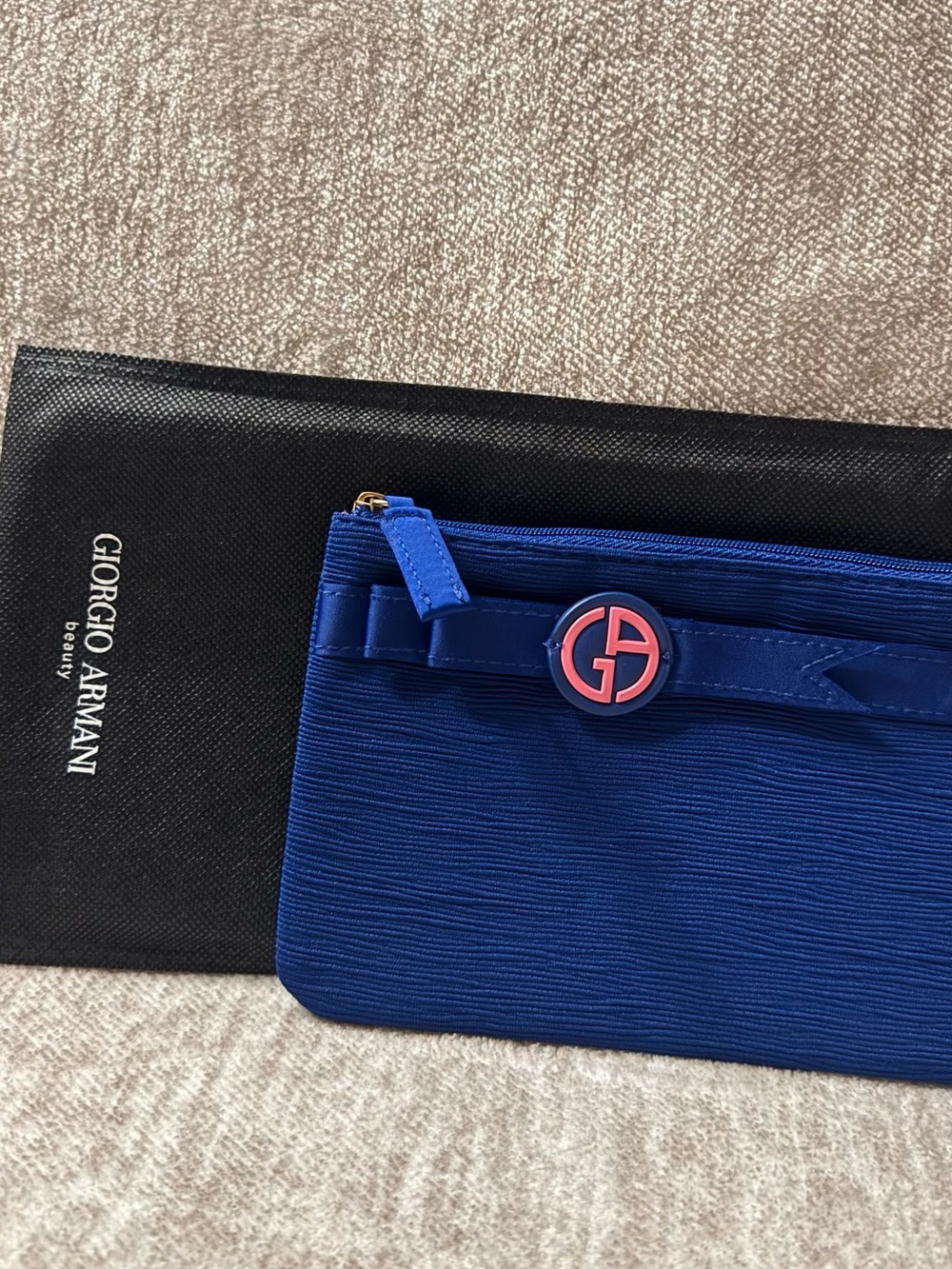 Giorgio Armani Royal Blue Logo Accent Cosmetic Pouch